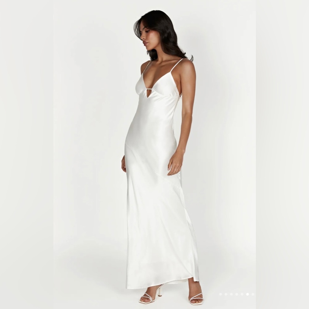 Meshki Cora white maxi slip dress